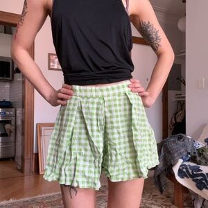 Zara Green High Waist Shorts with Ruffled Hem